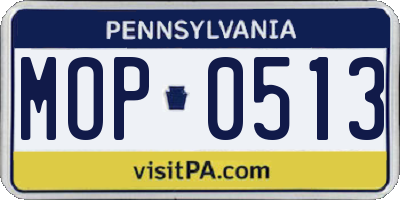 PA license plate MOP0513