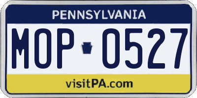 PA license plate MOP0527