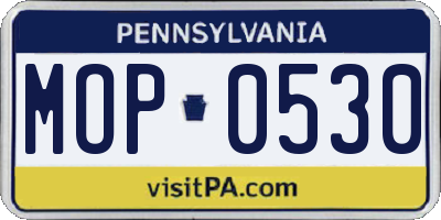 PA license plate MOP0530