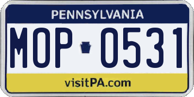 PA license plate MOP0531