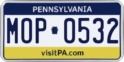 PA license plate MOP0532