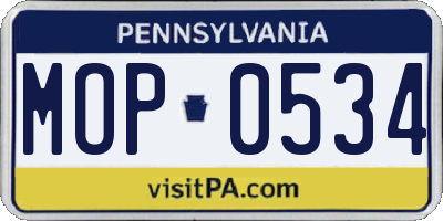 PA license plate MOP0534