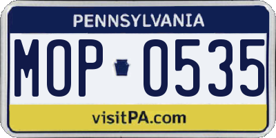PA license plate MOP0535