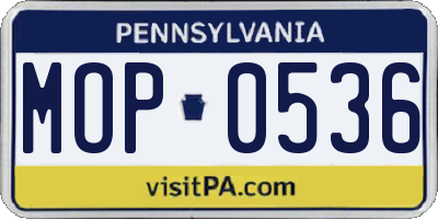PA license plate MOP0536