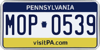 PA license plate MOP0539