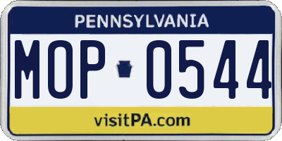 PA license plate MOP0544