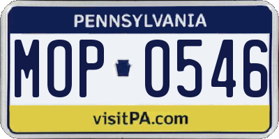 PA license plate MOP0546