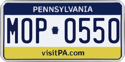 PA license plate MOP0550