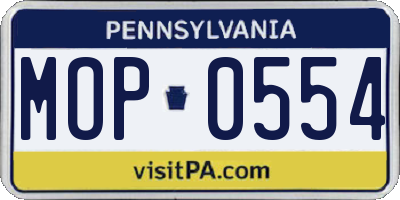 PA license plate MOP0554
