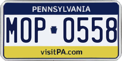 PA license plate MOP0558