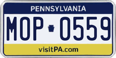 PA license plate MOP0559