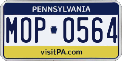 PA license plate MOP0564