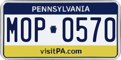 PA license plate MOP0570