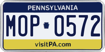 PA license plate MOP0572