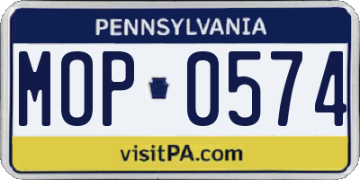 PA license plate MOP0574