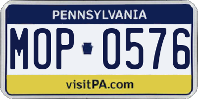 PA license plate MOP0576