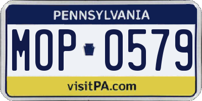 PA license plate MOP0579