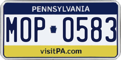 PA license plate MOP0583