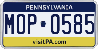 PA license plate MOP0585