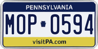 PA license plate MOP0594
