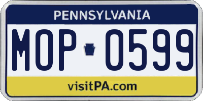 PA license plate MOP0599