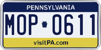 PA license plate MOP0611