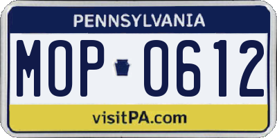 PA license plate MOP0612