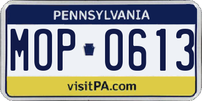 PA license plate MOP0613