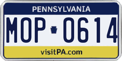 PA license plate MOP0614