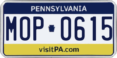 PA license plate MOP0615