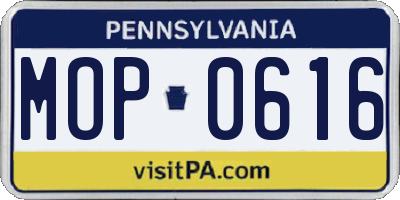 PA license plate MOP0616