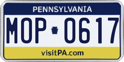 PA license plate MOP0617