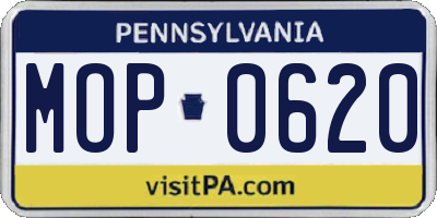 PA license plate MOP0620