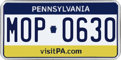 PA license plate MOP0630
