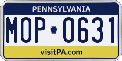 PA license plate MOP0631