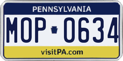 PA license plate MOP0634