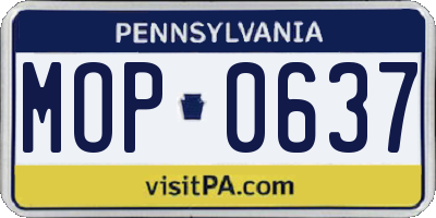 PA license plate MOP0637
