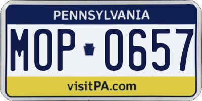 PA license plate MOP0657