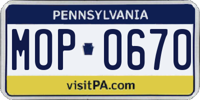 PA license plate MOP0670