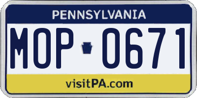 PA license plate MOP0671