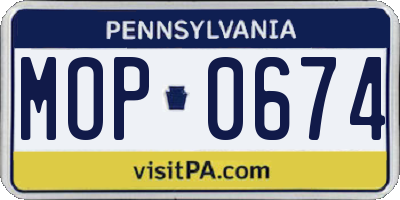 PA license plate MOP0674