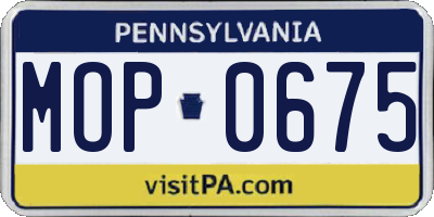 PA license plate MOP0675