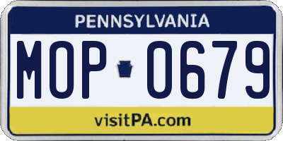 PA license plate MOP0679