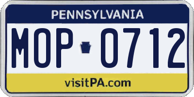 PA license plate MOP0712