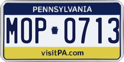 PA license plate MOP0713