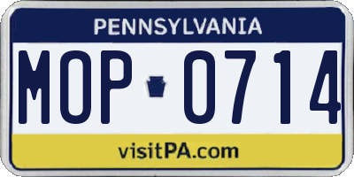 PA license plate MOP0714