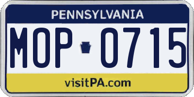 PA license plate MOP0715