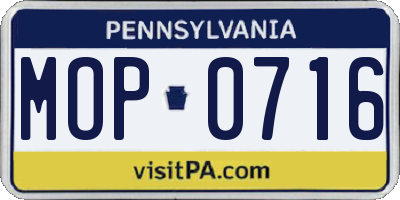 PA license plate MOP0716