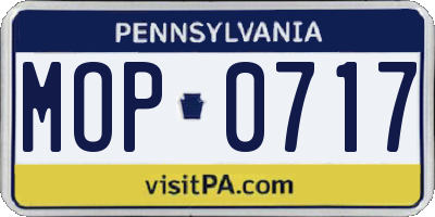 PA license plate MOP0717