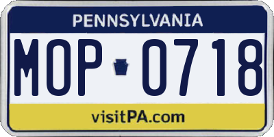PA license plate MOP0718